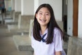 Thai student teen beautiful girl happy and relax in school