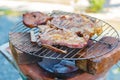 Thai style Bar-B-Q or BBQ with kebab cooking Royalty Free Stock Photo