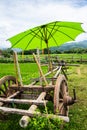 Thai style cart with rice field Royalty Free Stock Photo