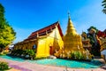 Thai style church with ancient pagoda in Pa Sang Ngam temple