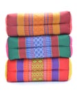 Thai style colorful cotton pillow isolated on white background Royalty Free Stock Photo