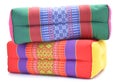 Thai style colorful cotton pillow isolated on white background Royalty Free Stock Photo