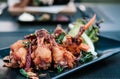 Thai style deep fried chicken wings, chicken drums with herbs, g