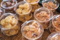 Thai style desserts in plastic boxes Royalty Free Stock Photo