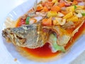 Thai style fried seabass in sweet and sour sauce