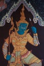 Thai style giant , wall painting in thailand grand palace Royalty Free Stock Photo