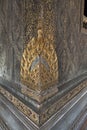 Thai-style gilded carved wooden ornaments decorated at building corner