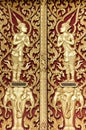 Thai style golden deva carving on wood Royalty Free Stock Photo