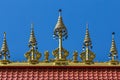 Thai style golden statue on the roof temple