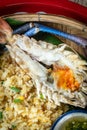 Thai style grilled river prawn fried rice Royalty Free Stock Photo