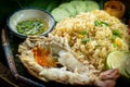 Thai style grilled river prawn fried rice Royalty Free Stock Photo