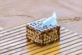 Thai style handmade wooden tissue box Royalty Free Stock Photo