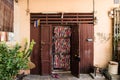 Thai style house door in thailand Royalty Free Stock Photo