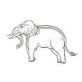 Thai style line drawing elephantidae Royalty Free Stock Photo
