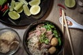 Thai style noodle blood soup,boat noodle,delicious dish,famous Thai noodle soup.