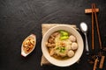 Thai style noodles on dark table background