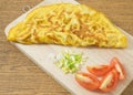 Thai Style Omelette with Tomatoes and Scallion Royalty Free Stock Photo