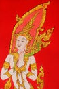 Thai style painting art in the public Thai temple Royalty Free Stock Photo