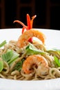 Thai style rice noodles with shrimps Royalty Free Stock Photo