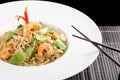 Thai style rice noodles with shrimps Royalty Free Stock Photo