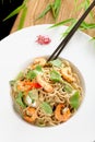 Thai style rice noodles with shrimps Royalty Free Stock Photo