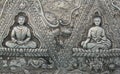 Thai style silver carving art on temple wall , Wat Srisuphan ,Chiang Mai, Thailand. Royalty Free Stock Photo