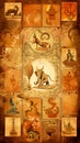 A Thai style wallpaper about relief, superstition, astrology, strengthening luck and destiny. Royalty Free Stock Photo