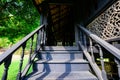 Thai Style Wooden Stair of Lanna Traditional House Royalty Free Stock Photo