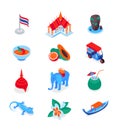 Thai symbols - modern colorful isometric icons set