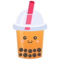 Thai tea, Bubble tea vector illustration