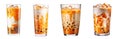 Thai tea, sweet and cool, refreshing collection Isolated on transparent background
