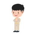 Thai teacher man government uniform cartoon