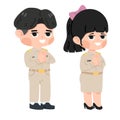 thai teacher in uniform cartoon set