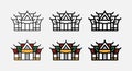 thai temple buddhism line icon and filled outline vector