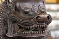 A Thai temple door guardian in the shape of a lion Royalty Free Stock Photo