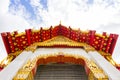 Thai temple door and roof sculpture Royalty Free Stock Photo