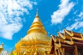 golden pagoda in Thai Temple Northern style at Wat Phra That Hariphunchai Lamphun Thailand