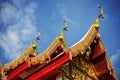 Thai temple roof with blue sky Royalty Free Stock Photo