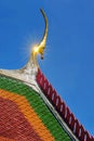 Thai temple roof of Thailand. The light reflects beautifully.Chor-fa