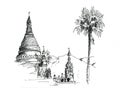Thai temple sketching