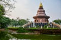 Thai Temple at Sunset, Golden Pagoda, South East Asia, Thailand.