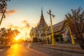 Thai temple So Thon Wara Ram Worawihan Temple Chachoengsao at sunset In Thailand