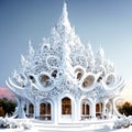 Thai temple in winter at Wat Rong Khun, Chiang Rai, Thailand generative AI