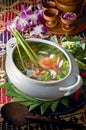 Thai Tom Yam soup  with seafood Royalty Free Stock Photo