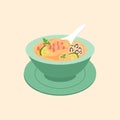 Thai Tom Yum Soup with Shrimp - Spicy Thai Tom Yum Soup with Shrimp and Lemongrass Vector Illustration