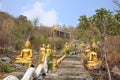 Thai top temple, he has many large golden Buddha images. Natural background Royalty Free Stock Photo
