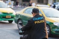 Thai tourist policeman on motorcycle Royalty Free Stock Photo