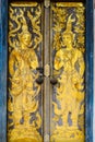 Thai Tradition Buddhist Church Door Royalty Free Stock Photo