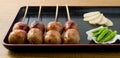 Thai Tradition Grilled Sausages on Wooden Skewer