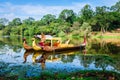 Thai traditional boats on the lake near,Bayon temple in Angkor